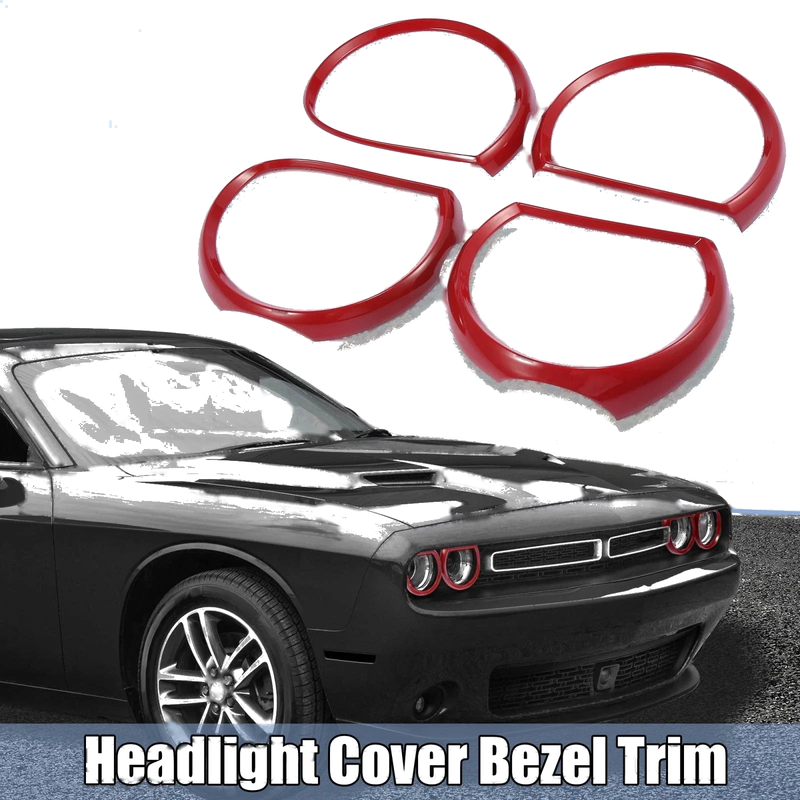Dodge Challenger 4 x Red Headlight Cover Decor Rings (2015-2021)
