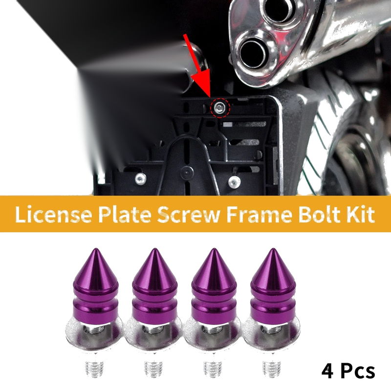 Motorcycle Universal M6 License Plate Screws Cover 45mm Purple 4 Pcs