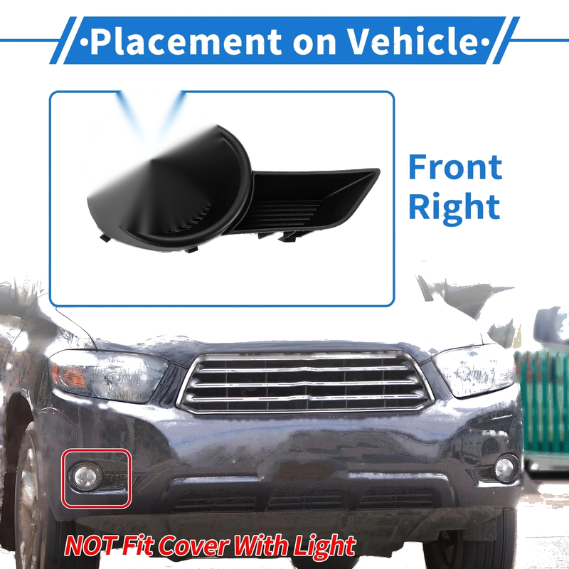 Toyota Highlander (2001-2007) Black ABS 1 Pc Fog Light Cover