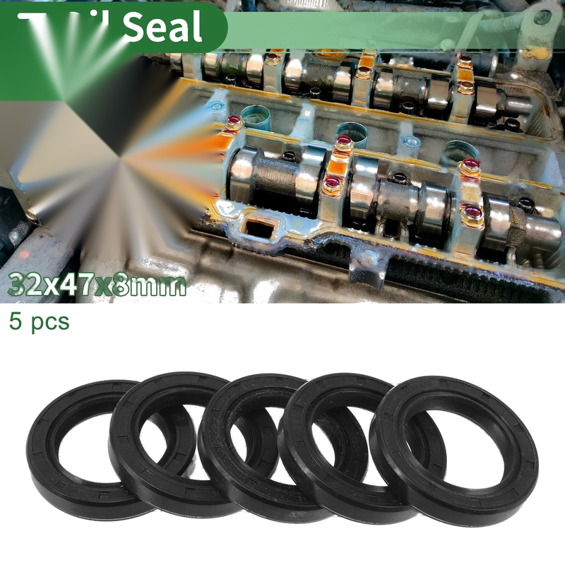 Oil Seal 5 Pcs Seal Ring Rotary Shaft Seal NBR Rubber 32x47x8mm Black