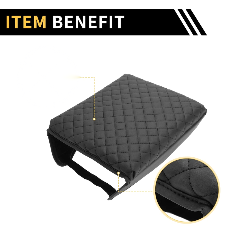 Ford - Microfiber Leather, Black, Square Pattern Console Lid Armrest Cover