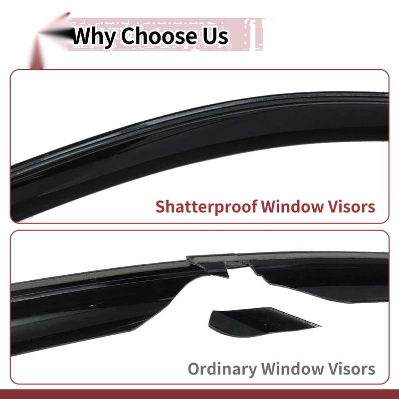 Ford Fusion Side Window Vent Visors Black 2013-2020 Window Deflectors
