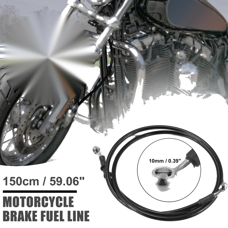 Motorcycle ATV Braided Brake Clutch Oil Hoses 150cm Black