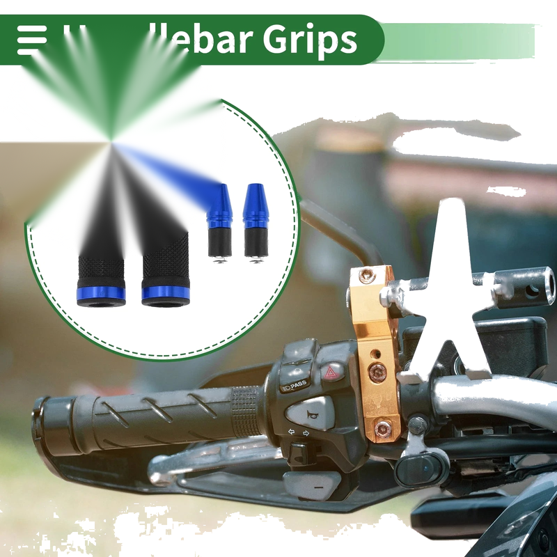 Motorcycle Hand Grips Cover 2 x Handlebar Cover Diamond Pattern Blue