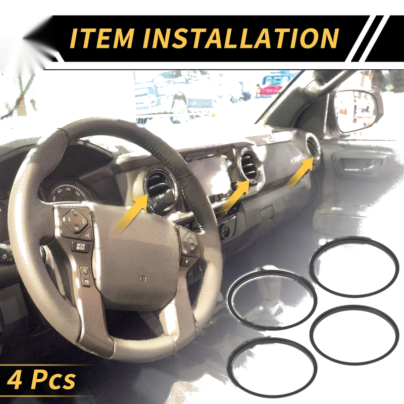 Toyota Tacoma Car AC Vent Dashboard Decoration Rings/Black 4 Pcs (2016–2021)