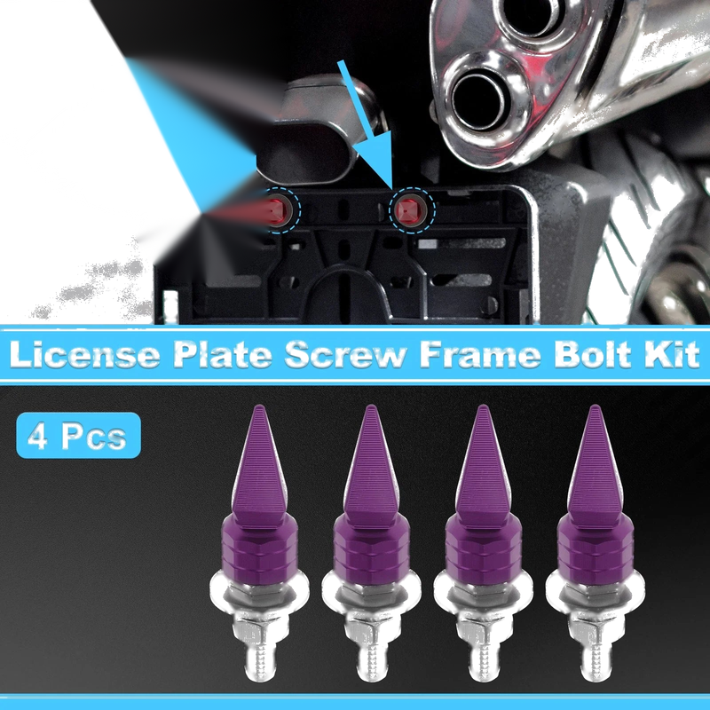 Universal Motorcycle License Plate Screws Cover 5.4 cm Purple 4 pcs
