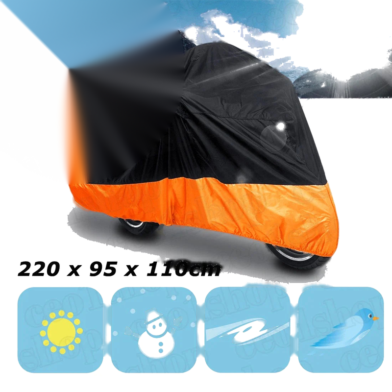 Honda / Suzuki / Kawasaki L / Black+Orange Outdoor Motorcycle Cover