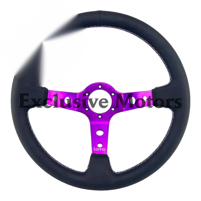 Magenta Spoke with Black Leather Steering Wheel