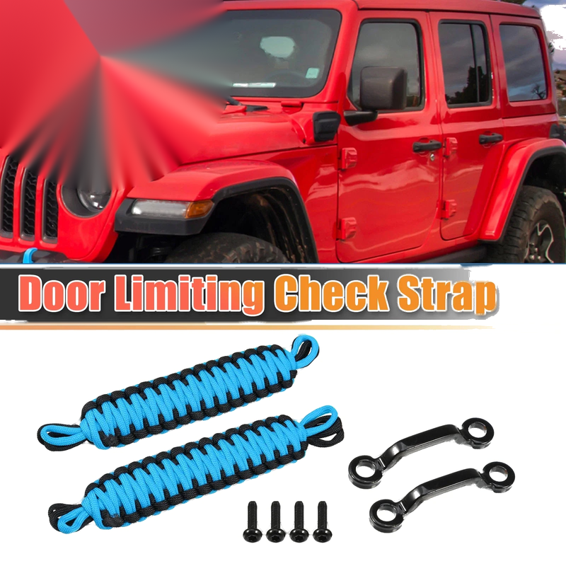 Jeep Wrangler JK JL (2018-2023) Black Blue Car Door Limiting Straps
