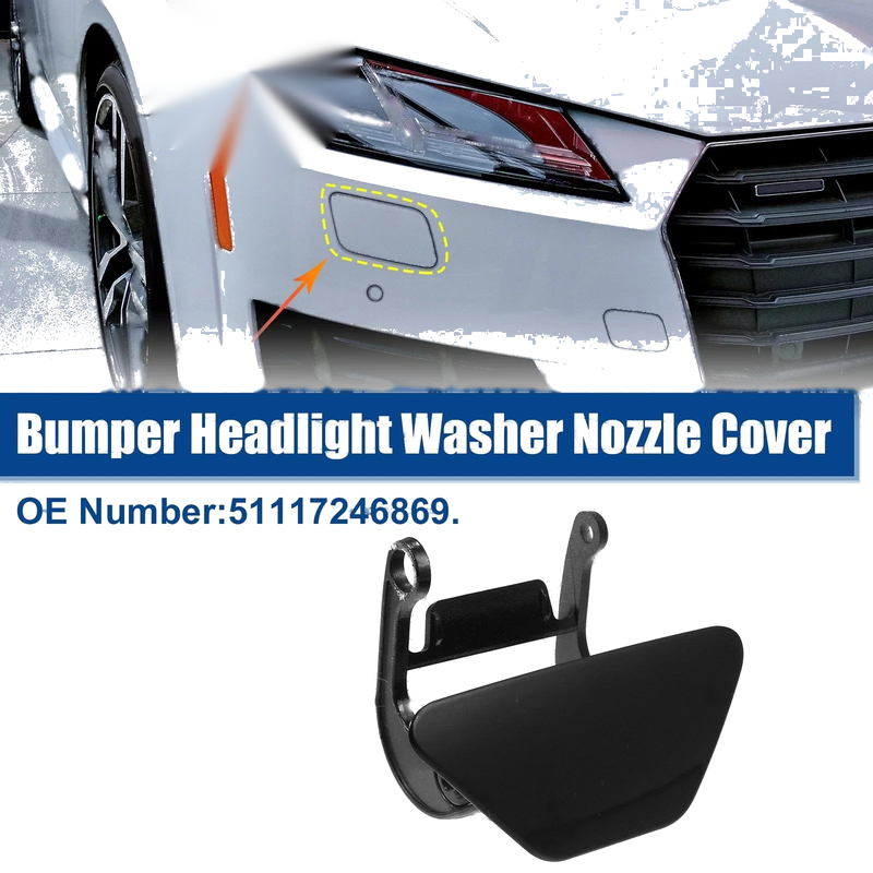 BMW 5 Series F10 Black Headlight Washer Spray Nozzle Cover Cap