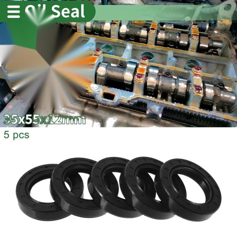 Oil Seal 35x55x12mm Seal Ring Rotary Shaft Seal NBR Rubber Black 5 Pcs