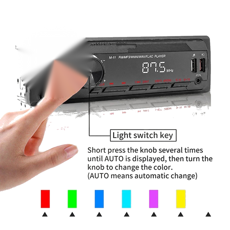 AUX Functionality / 12V / Car MP3 Player with Colorful Lights