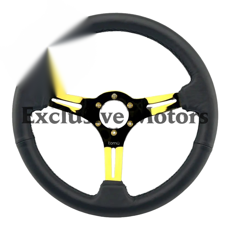 Black Leather with Gold Spoke Steering Wheel