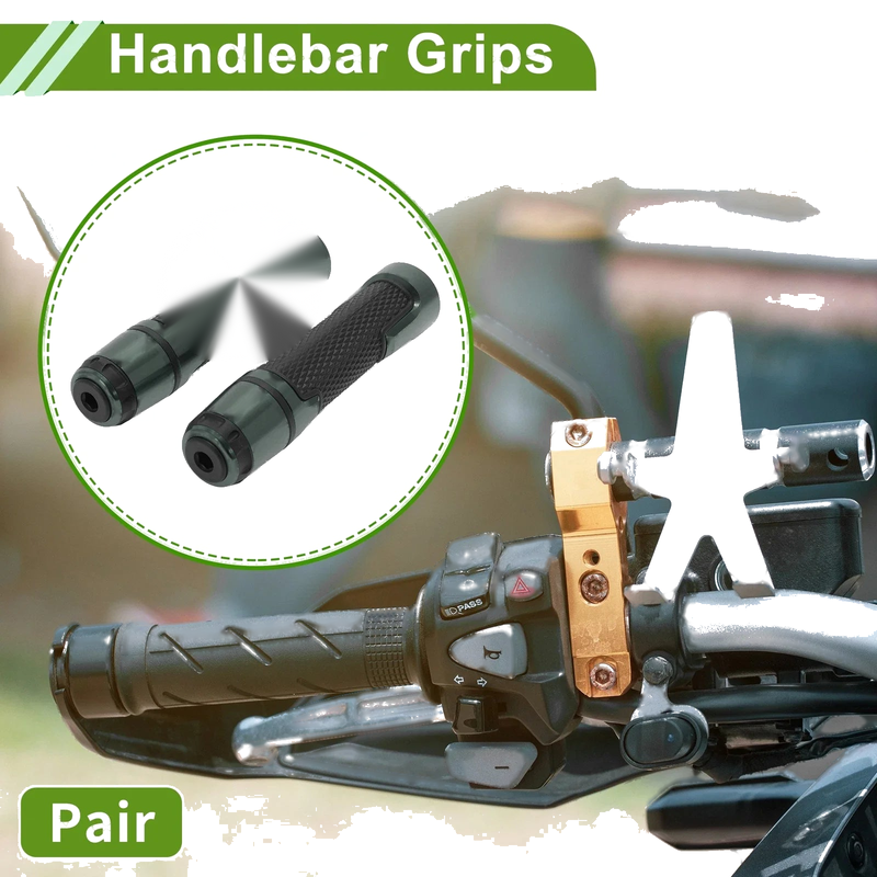 Motorcycle 7/8" 22mm Hand Grips Cover End Grips Rubber Titanium Tone