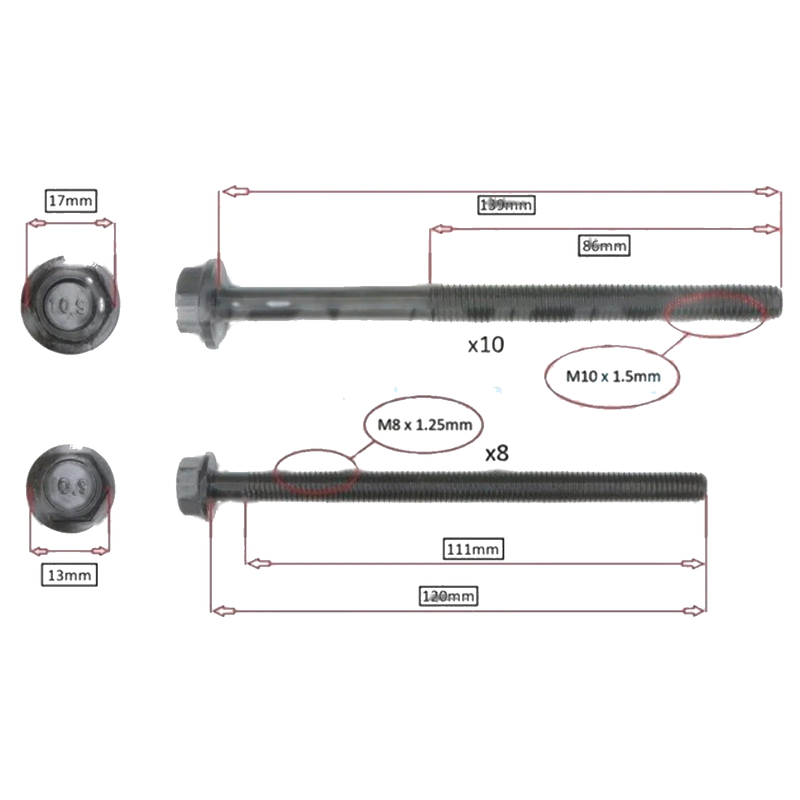 Ford Transit VM CVRC 4 cyl 2.2L Engine Cylinder Head Bolt Set (2012-2014)