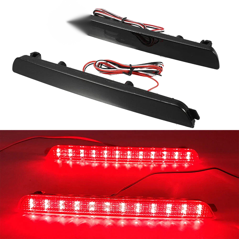 Mazda 3 Smoke Lens Red LED Rear Bumper Reflector Brake Lights (2004-2013)
