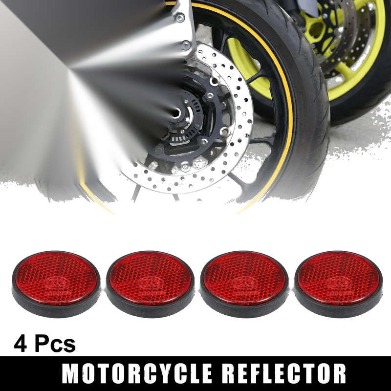 4pcs Motorcycle M6x1.0 Red Universal Screw Mount Round Warning Reflector 44.5mm