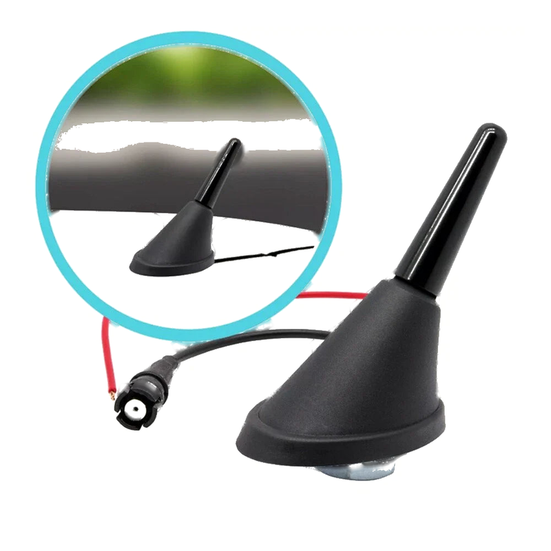 Car SUV 3cm Metal Black Short Rod Roof Antenna + Base & Adapter (N/A)