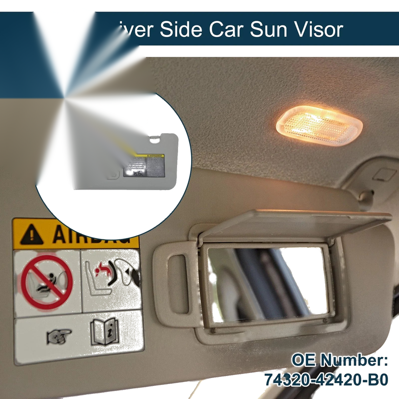 Toyota RAV4 Left Driver Side Sun Visor w/ Mirror (2013-2018)