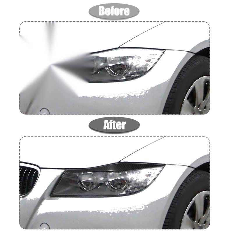 BMW E90 Carbon Fiber Pattern Black Headlight Eye Lid Cover Sticker