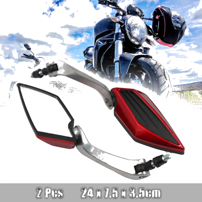Universal Motorcycle 2 x Rearview Side Mirror 8mm 10mm Thread