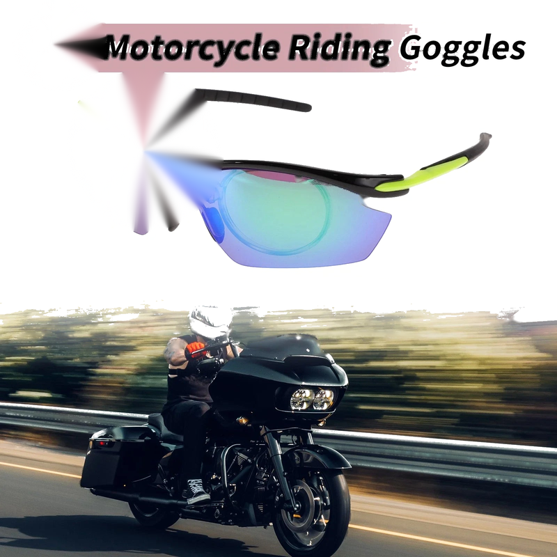 Motorcycle 1 Pc Motorcycle Riding Goggles Green Lens Black Frame Tri-acetel Cellulose