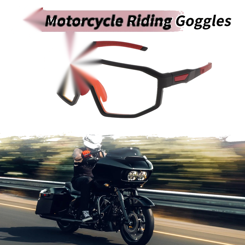Motorcycle Motorcycle Riding Goggles Light Red Lens Black Frame UV400