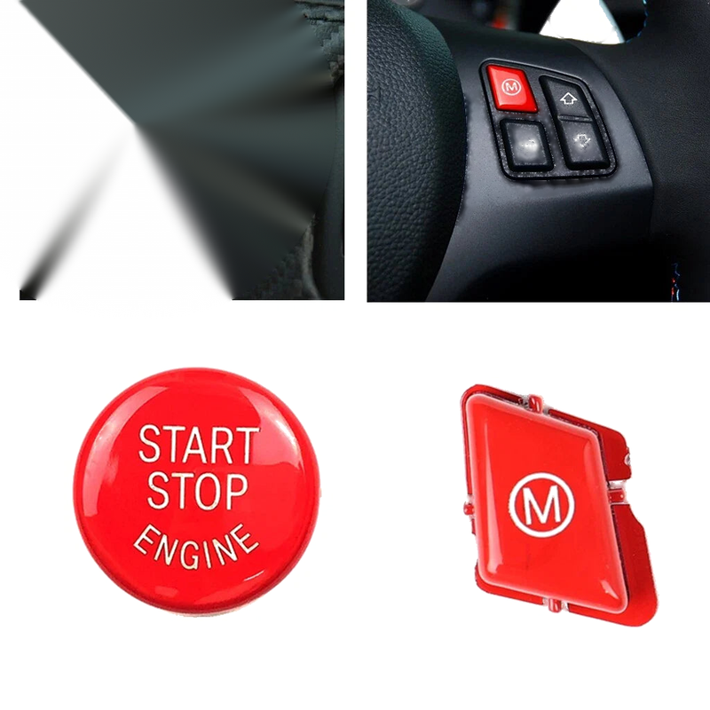 BMW 3 Series M3 E90 E91 1 x Red Start Stop Button + M Cover Cap (2007-2013)