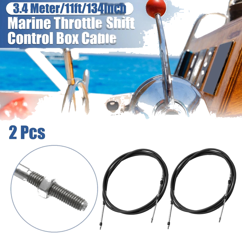 Make Model 2 x 11ft 3.4m 134in Throttle Shift Remote Box Cable Black