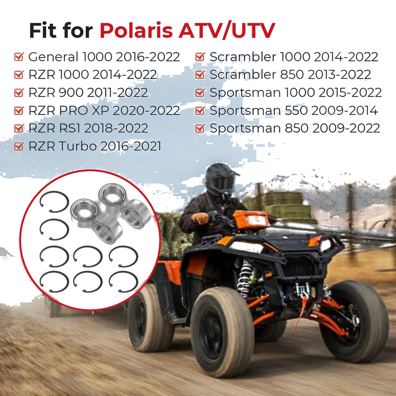 Polaris RZR XP 1000 Front & Rear Wheel Bearing w/Rings (2014–2022)