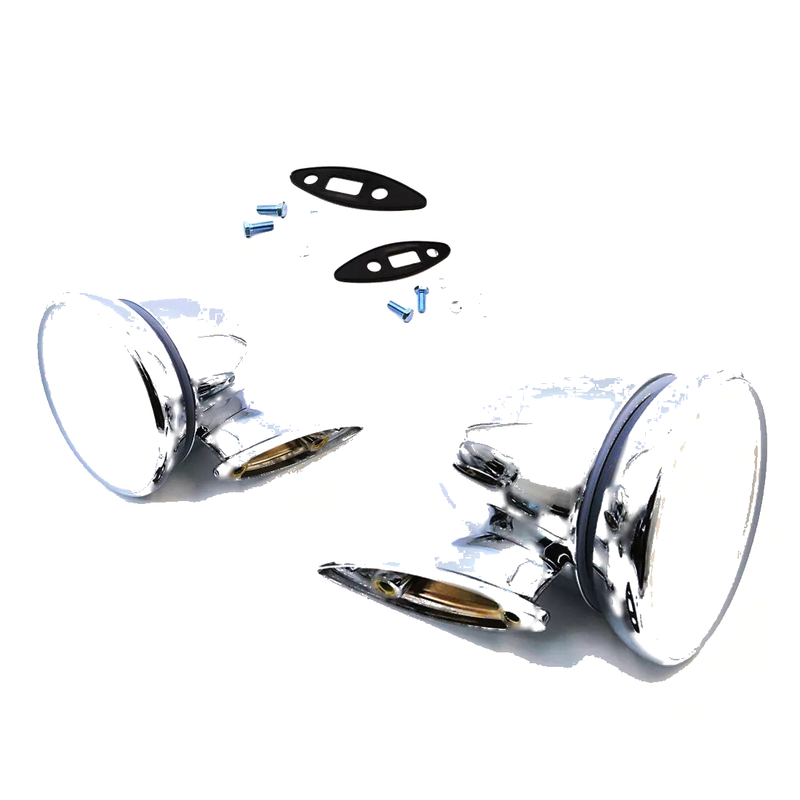 Classic Car Model Chrome Torpedo Bullet Wing Door Mirrors x2