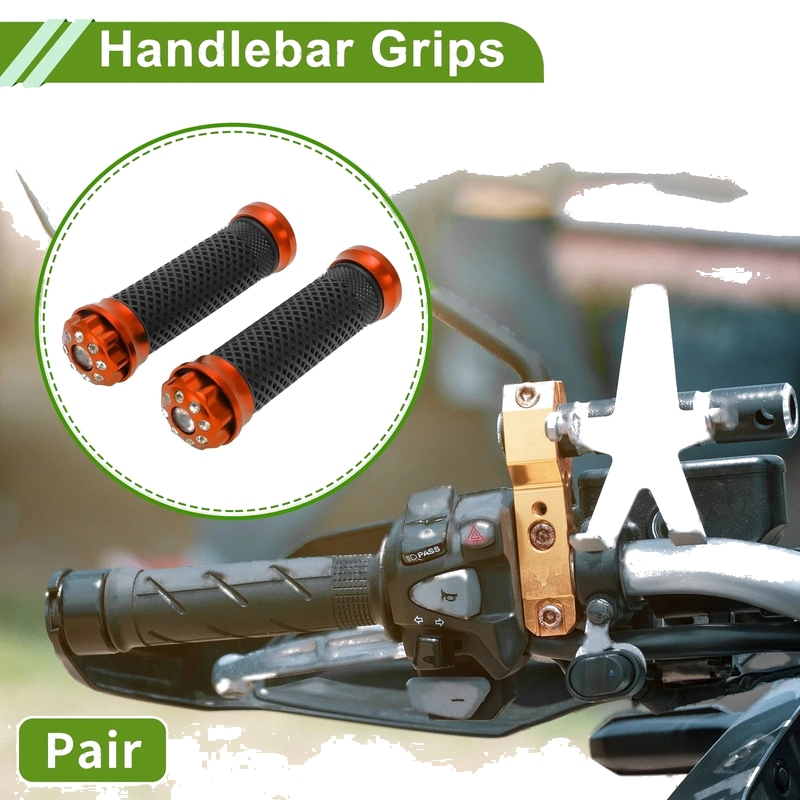 Motorcycle 7/8" 22mm Hand Grips Aluminum Orange
