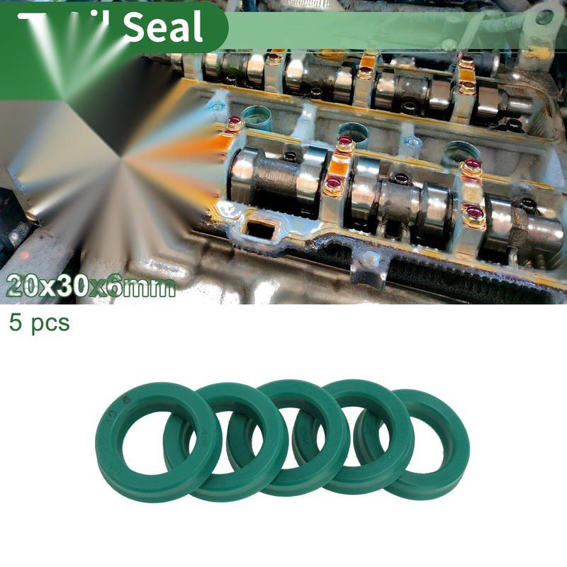 Oil Seal Rotary Shaft Seal TPU 20x30x6mm High Pressure Green 5 Pcs