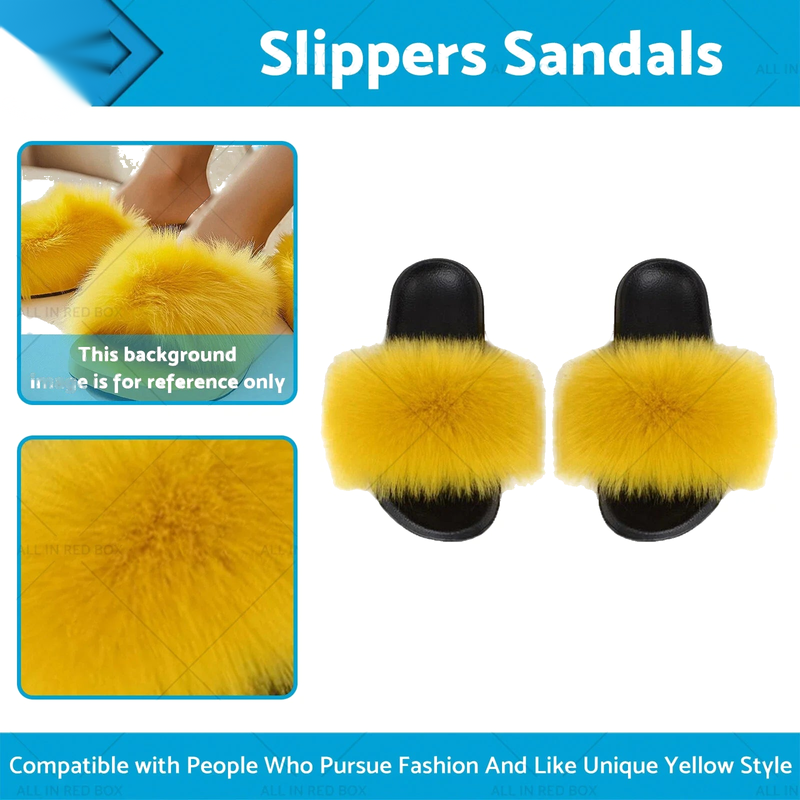 Women - Fluffy Flip Flops Fur Flat Slippers Sandals