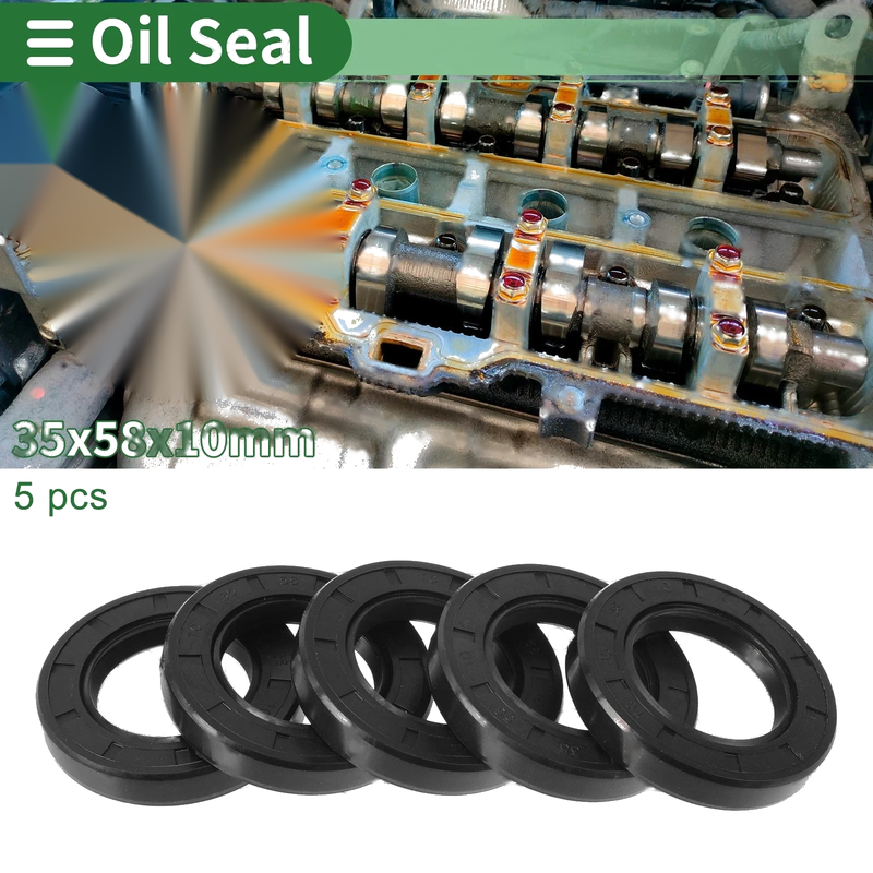 Make Model Oil Seal 35x58x10mm 5 Pcs Rotary Shaft Seal NBR Black