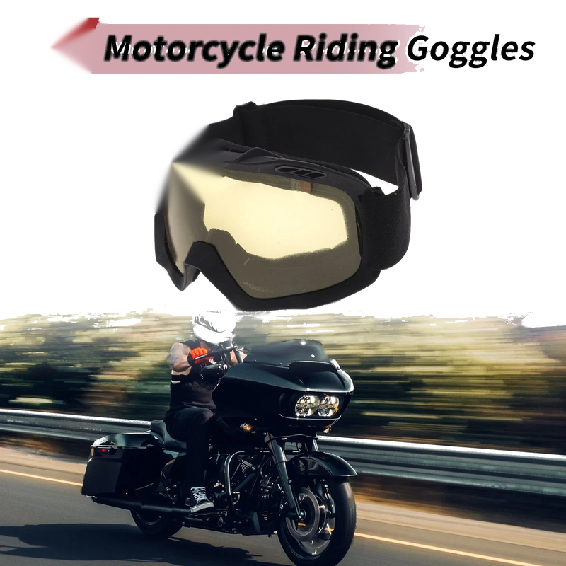 Motorcycle Riding Goggles Yellow Lens Black Frame Cycling Sunglasses