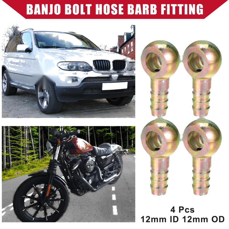 Car Motorcycle Banjo Bolt Hose Barb Fitting / 4 Pcs / Banjo Bolt Fitting