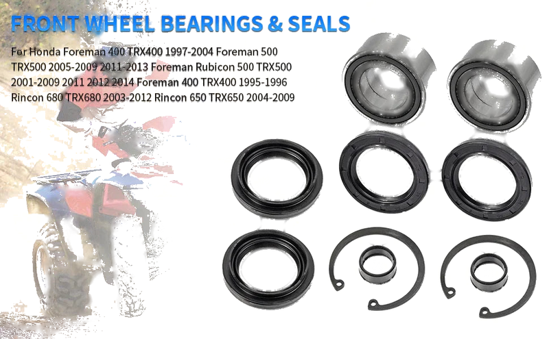 Honda Foreman Rubicon 500 Front Wheel Bearings Seals Kit (2005–2014)