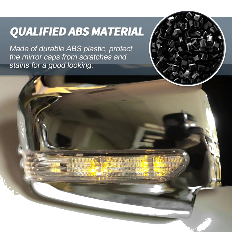 Mitsubishi Chrome Plated Rearview Mirror Cover Overlay with LED Light