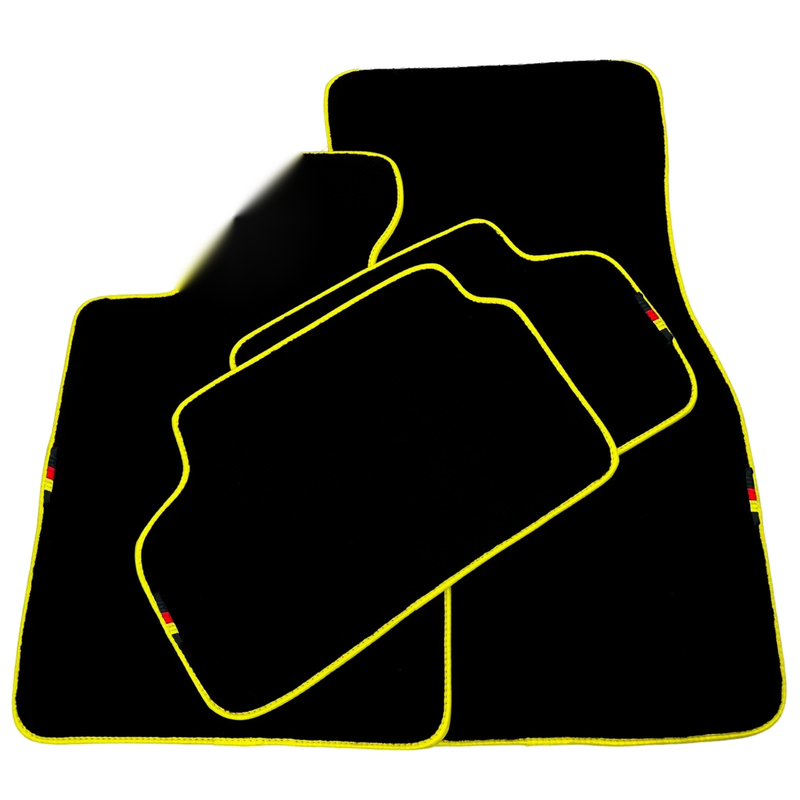 BMW 5 Series M5 F90 with Yellow Trim Black Floor Mats (2018-2024)