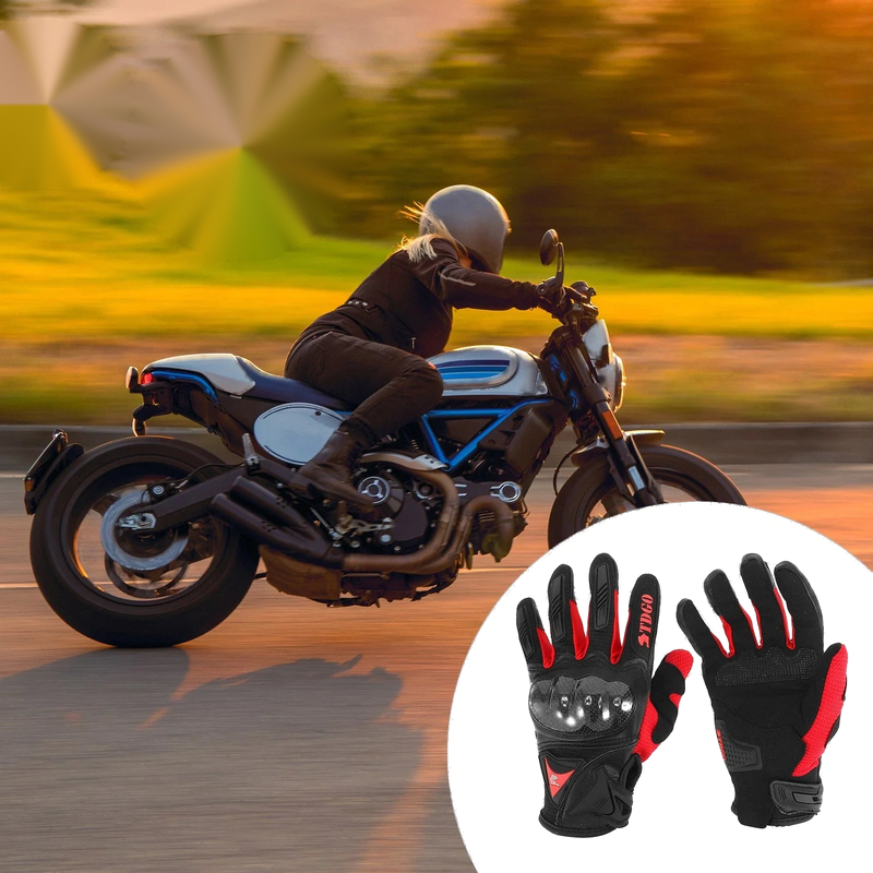 1 x Motorcycle Gloves Spring Summer Breathable Smartphone Touch M Red Nylon