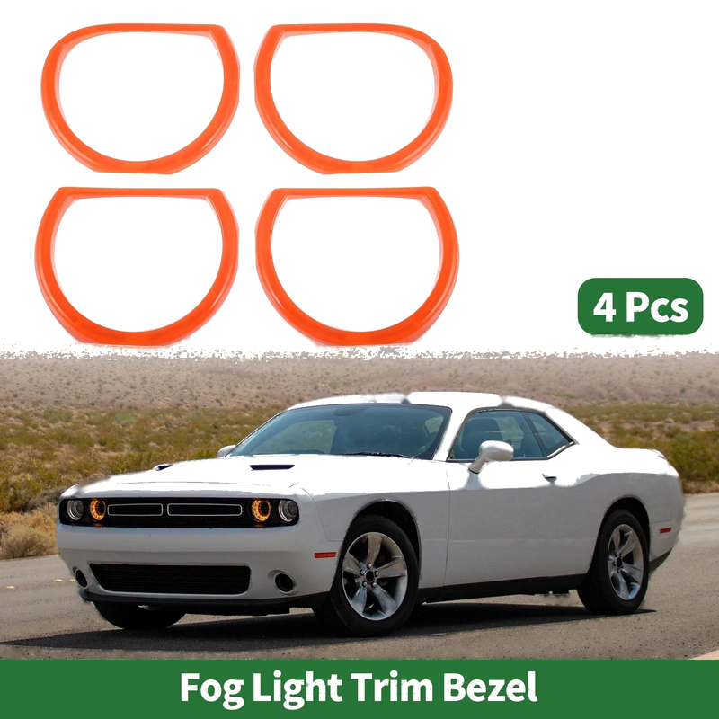 Dodge Challenger (2015-2024) Orange 4 x Headlight Trim Bezel