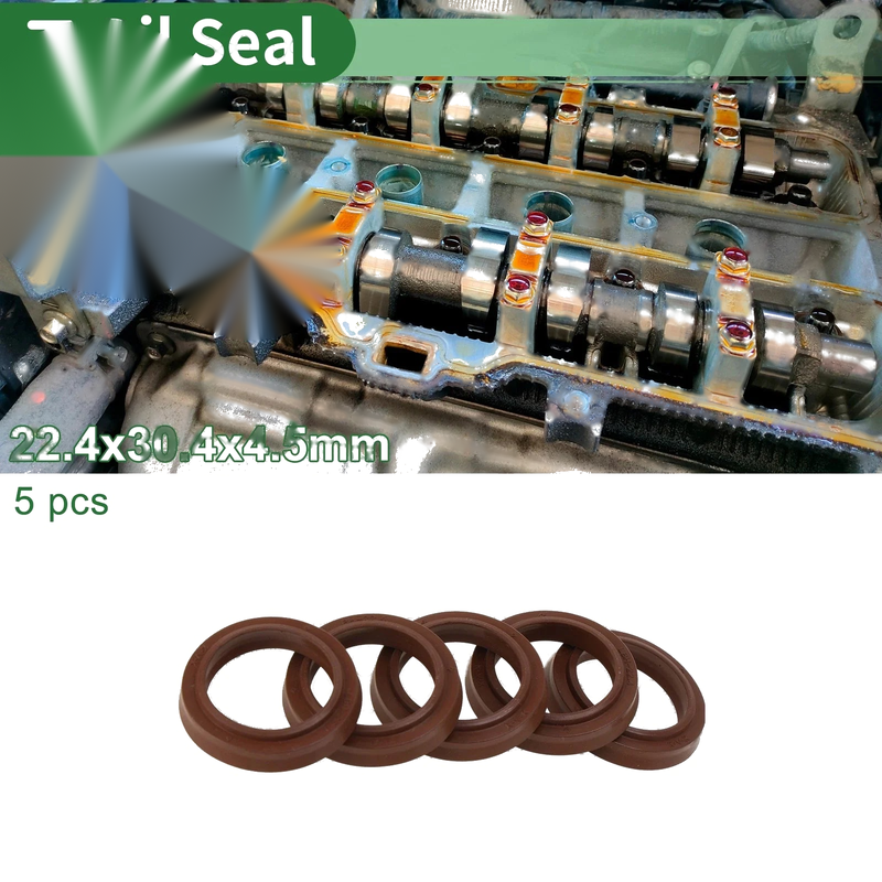 Oil Seal 22.4x30.4x4.5mm Brown 5 Pcs