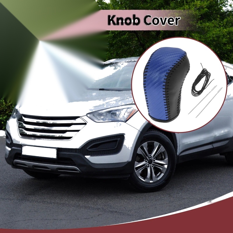 Hyundai Tucson 2015-2018 Black Blue Faux Leather Gear Shift Knob Cover