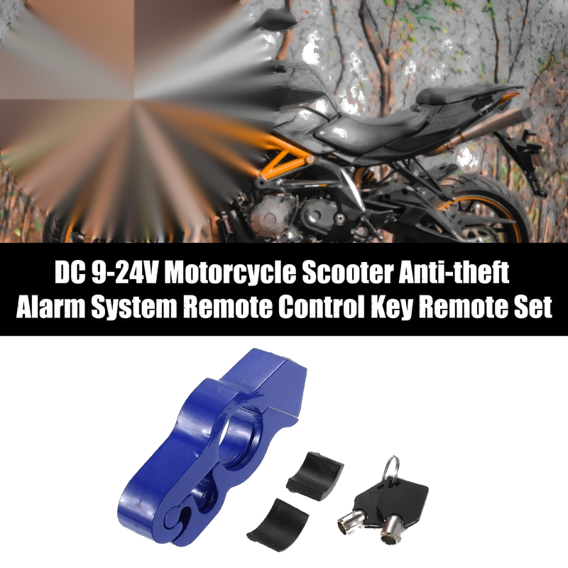 Motorcycle Handlebar Throttle Anti-Theft Blue Grip Lock Set