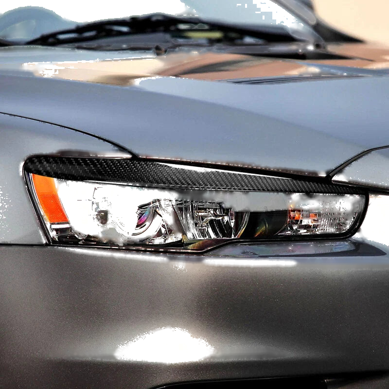 Mitsubishi Lancer 08-14 Carbon Headlight Eye Lid Eyebrows Cover Sticker fit