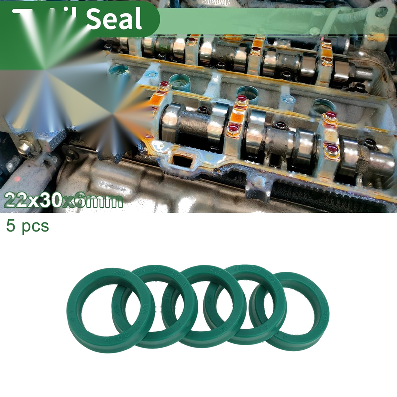 Make Model Oil Seal 22x30x6mm Rotary Shaft Seal TPU Green 5 pcs