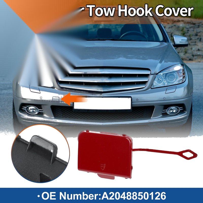 Mercedes-Benz C-Class W204 Front Car Bumper Tow Hook Cover (2007-2014)