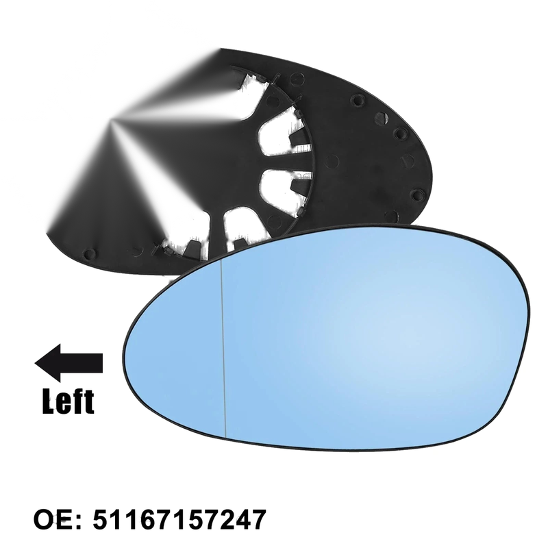 BMW E82 E90 E91 E92 Driver Mirror Glass w/ Backing Plate Heated
