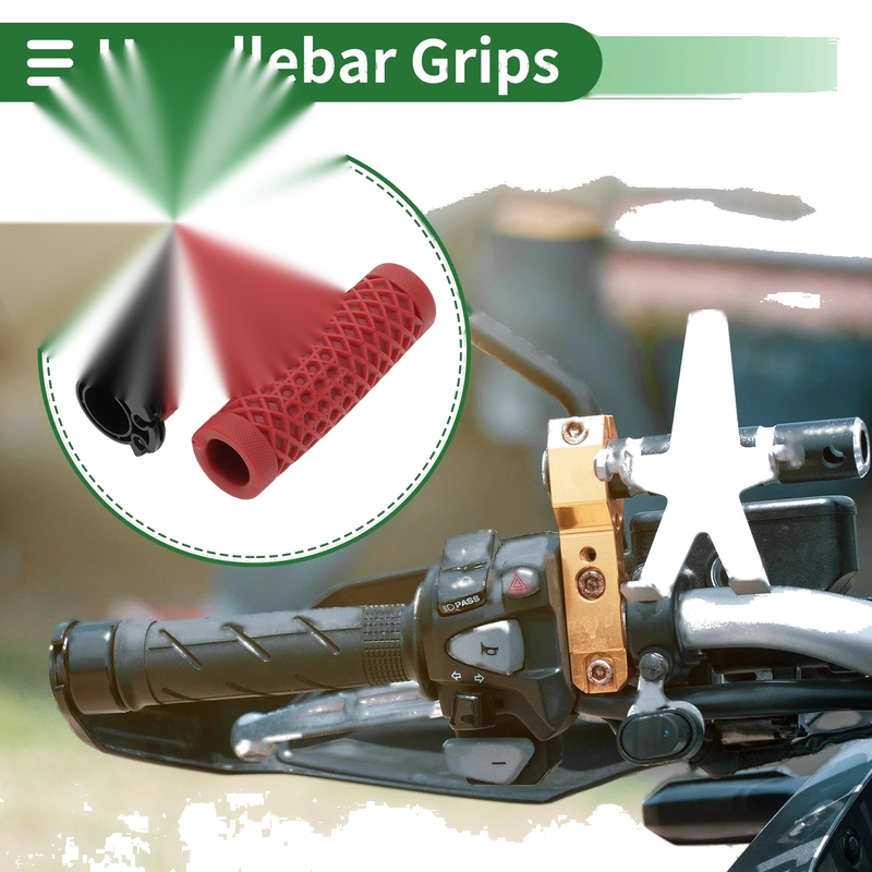 22mm Motorcycle Hand Grips Cover Kit Handlebar Cover TPU Dark Red
